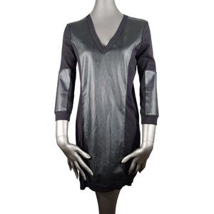 W118 by Walter Baker Black Faux Leather Dress Tunic Sweater Top Extra Small XS